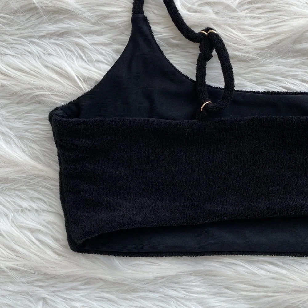 Sail On Honey | Terry Cloth One Shoulder Bikini Top